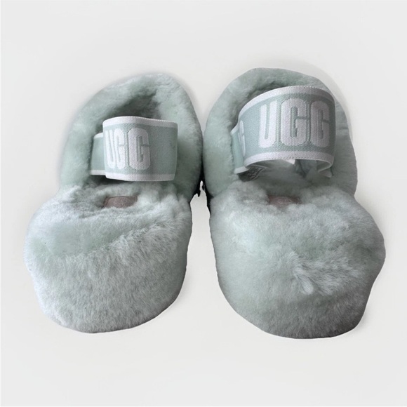 UGG FLUFF YEAH SLIDE RETRO MINT MOCASSIN SLIP ON SANDAL SHOES FLATS SIZE 7 - Picture 7 of 9